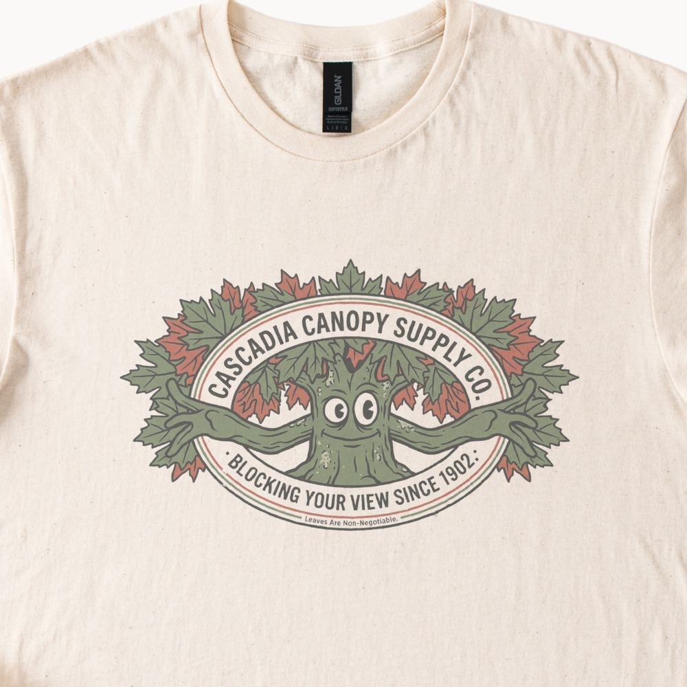 Cascadia Canopy Supply Co Graphic Tee Vintage Tree Illustration Retro Art